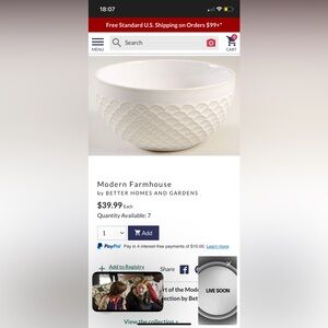 Better Homes and Gardens White Decorative Bowl